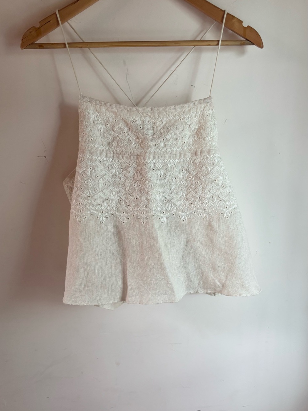 Kimchi Blue Cream Eyelet Linen-Blend Tank Top